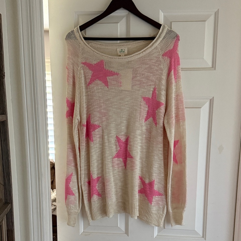 Pink Star Light Knit Sweater